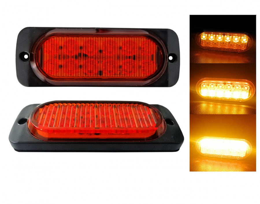 Оранжева LED Сигнална / Аварийна Блиц светлина - 12 диода 12V-24V