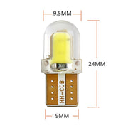 Комплект от 2 броя LED Лед Диодни Крушки За Габарит Силикон COB Т10 W5W 300lm 12V Бели в блистер