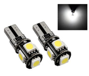 Комплект от 2 броя Лед Крушки За Габарит Т10 W5W LED 5 SMD Canbus 12V Бяла Светлина в блистер