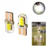 Комплект от 2 броя LED Лед Диодни Крушки За Габарит Силикон COB Т10 W5W 300lm 12V Бели в блистер