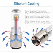 Комплект от 2 броя ЛЕД LED крушки за фарове H4 Х4 HS1 12V-24V Бели 6000k