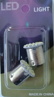 2 броя LED Крушки, 22 SMD BA15S 1156 (PY21W) 24V Блиц-Мигащи Бяла Светлина Срещуположни пинове (180°) в Блистер