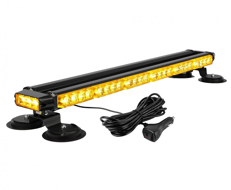 Супер мощна 54 LED Двустранна Аварийна Сигнална Лампа Блиц Маяк с Магнити Магнит За Пътна Помощ Платформа Снегорин 12-24V със 26 режима на работа Жълта 75 cm.