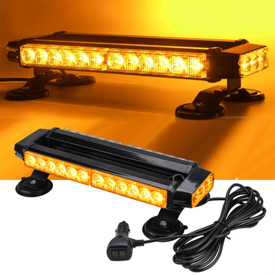 30 LED Двустранна Аварийна Сигнална Лампа Блиц Маяк с Магнити За Пътна Помощ Платформа Снегорин 12-24V със 7 режима на работа Жълта 39.5 cm.