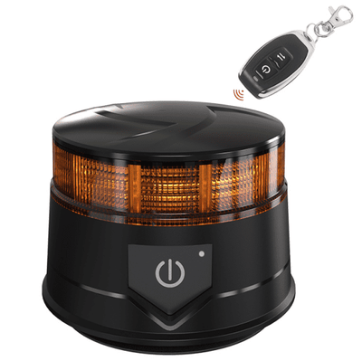 14W LED Безжична Диодна Въртяща се Сигнална Аварийна Лампа Маяк Буркан с ДИСТАНЦИОННО Магнит и Вендуза за Пътна Помощ Платформа и др.12V - 24V