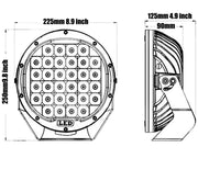 96W LED ЛЕД ДИОДЕН СУПЕР МОЩЕН ВОДОУСТОЙЧИВ ХАЛОГЕН ФАР ПРОЖЕКТОР ЛАМПА 9 225 MM 12-24V