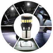 Комплект от 2 броя LED Лед Диодни Крушки За Габарит Т10 W5W 24 SMD 12V Canbus - Error free Без грешки Бяла Светлина в блистер