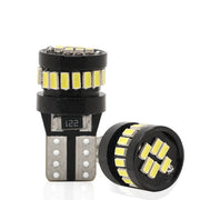 Комплект от 2 броя LED Лед Диодни Крушки За Габарит Т10 W5W 24 SMD 12V Canbus - Error free Без грешки Бяла Светлина в блистер