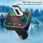 FM радио трансмитер зарядно телефон HZ-BT-F4, 87.5 MHz до 108.0 MHz Bluetooth 2x USB черен с подсветка 12V - 24V