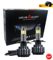 Комплект 360° градуса COB LED Диодни Крушки H4 12V 80W 16000lm За Фарове Canbus без Грешки къси/дълги