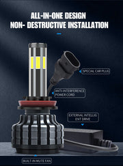 Комплект 360° градуса COB LED Диодни Крушки H4 12V 80W 16000lm За Фарове Canbus без Грешки къси/дълги