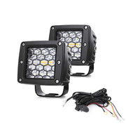 Комплект от 2 броя Лед LED Халогени Аварийни Лампи Бяла + Оранжева Светлина 12V - 24V Dual Combo Light Двойна Светлина Flash Блиц Мигащи 6 режима - HAL484