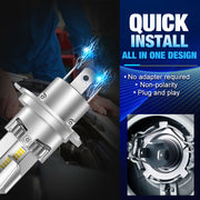 Комплект Умалени Мини LED Крушки E4P H4 12V 50W 15000lm Canbus къси/дълги