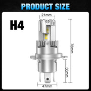 Комплект Умалени Мини LED Крушки E4P H4 12V 50W 15000lm Canbus къси/дълги