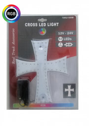 Диоден светещ кръст многоцветн RGB 84 LED ЛЕД 12V 24V 245 x 200 mm