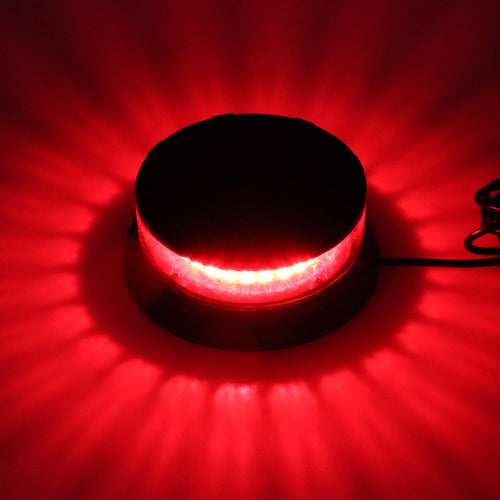 LED Аварийна Сигнална Лампа Маяк Буркан, 24W, 17 Режима, E9 E-Mark, IP66, 12V / 24V, Червена Светлина, С Магнит и Вендуза