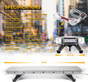 96.5см LED Сигнална лампа 72W, E-Mark E9, 15 Режима, 12V / 24V - Аварийна Лампа, Маяк за Пътна Помощ, Репатрак, Платформа, Снегорин и Багер