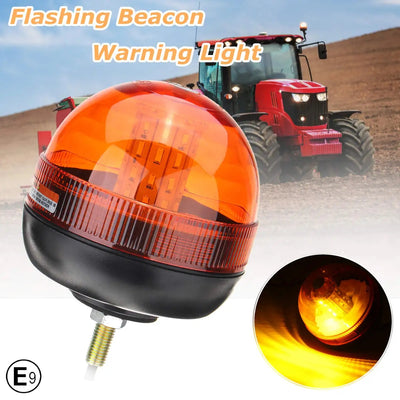 LED Аварийна Сигнална Лампа Маяк Буркан Оранжева Жълта 12V - 24V за трактори комбайни репатраци снегорини аварийни автомобили и др. Е-Mark E9