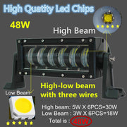 9D 27 СМ Led Bar Лед Бар Hi/Lo Къси Дълги Водоустойчив Удароустойчив 12V 24V 3840 LМ 48W С Лупи Off-Road Лед Бар За Джип ATV