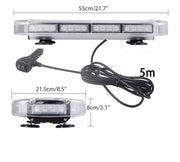12V 24V Лед Led Диодна Мощна Аварийна Сигнална Лампа Буркан с Магнит 55см 10 режина Бяло Стъкло За Пътна Помощ Платформа Снегорин и др.