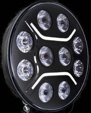LED + DRL Диоден Халоген Фар Бял Оранжев Габарит Ø 230 мм 12V 24V за джип камион трактор багер земеделски машини и др.