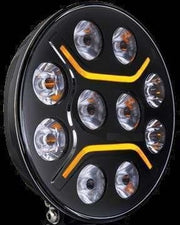 LED + DRL Диоден Халоген Фар Бял Оранжев Габарит Ø 230 мм 12V 24V за джип камион трактор багер земеделски машини и др.