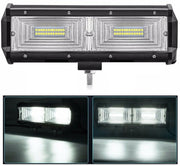 Универсален 144W Лед LED Халоген Фар Работна Лампа 12V - 24V с Разпръсната Flood Светлина за автомобил офроуд бус ван камион 24cm