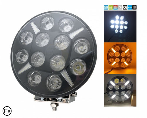 LED Диоден Халоген Фар Бял Оранжев Габарит Ø 218 мм 12V 24V 12 Диода за джип камион трактор багер