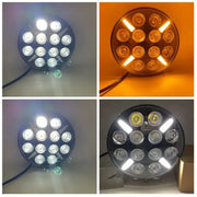 LED Диоден Халоген Фар Бял Оранжев Габарит Ø 218 мм 12V 24V 12 Диода за джип камион трактор багер