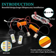 Комплект от 2броя LED диодни DRL дневни светлини с вграден мигач 12V 8W S25/1156/BA15S/P21W Can Bus без Грешки