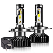 Комплект Умалени Мини LED Диодни Крушки H4 12V 50W 12000lm Mono LED +300% За Фарове Canbus без грешки къси/дълги