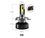 Комплект Умалени Мини LED Диодни Крушки H4 12V 50W 12000lm Mono LED +300% За Фарове Canbus без грешки къси/дълги