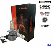Комплект LED крушки H4 12V 200W 17000lm за фарове Canbus без грешки 6000К къси/дълги