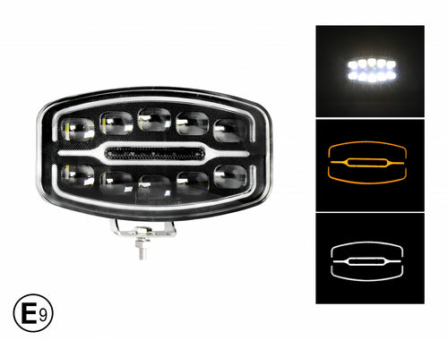 Качествен LED ЛЕД 55W диоден фар халоген лампа 12V - 24V с DRL светлина бяло-жълто за АТВ джип камион трактор