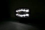 Качествен LED ЛЕД 55W диоден фар халоген лампа 12V - 24V с DRL светлина бяло-жълто за АТВ джип камион трактор