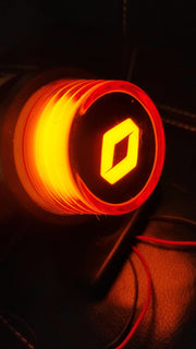 Комплект от 2 броя LED ЛЕД страничен габарит рогче 12 -24V оранжево - червено “old school” Неон Ефект с лого RNT