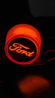 Комплект от 2 броя LED ЛЕД страничен габарит рогче 12 -24V оранжево - червено “old school” Неон Ефект с лого FD