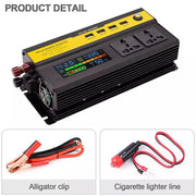 Инвертор преобразувател 12V към 220V с цифров дисплей, пикова мощност 5000W / реална 1200W