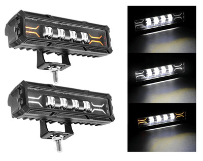 17cm 7Д Диоден Прожектор Led Bar Лед Бар Халоген Бяла Светлина + Габарит бяло - жълто 12V - 24V За АТВ SUF Джип 4х Offroad Камион