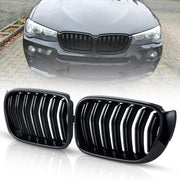 Двойни Бъбреци Решетки За БМВ BMW X3 X4 FACELIFT F25 F26 2014 - 2017г. Черен Гланц Лак