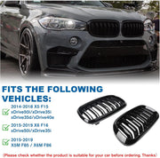 Двойни Бъбреци Решетки За BMW X5 X6 F15 F85 F16 F86 2014+ Черен Гланц Лак