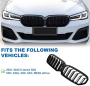 Двойни Бъбреци Решетки За BMW 5 SERIES G30 G31 LCI БМВ 5-та Серия Facelift BMW G30 G31 G38 2020г.-2023г. Черен Гланц Лак
