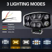 LED мощен диоден фар халоген лампа 12V-24V 90W бяло-жълто за АТВ джип камион трактор земеделски и селскостопански машини и др.