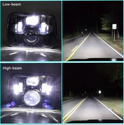 Комплект от 2бр. универсален 45W ЛЕД LED фар лампа халоген 12V-24V къси/дълги 20 x 14cm за АТВ джип мотоциклет камион трактор и др.