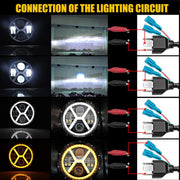 Универсален 7 инча 18см ЛЕД LED фар лампа халоген 12V-24V къси/дълги с DRL дневни светлини мигач бяло-жълто 4000lm за АТВ джип мотоциклет камион трактор и др.