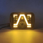 Комплект от 2бр. универсалeн 5x7 инча ЛЕД LED фар лампа халоген 12V-24V къси/дълги с DRL дневни светлини мигач бяло-жълто 9600lm за АТВ джип камион трактор и др.