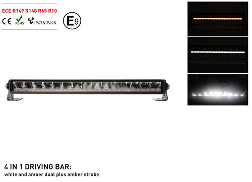 55 см Висококачествен 4 в 1 Led Bar Лед Бар Диоден Прожектор DRL с бяла габаритна светлина и оранжева аварийна блиц 80W 3800LM