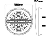 LED Лед Диоден Стоп Тип Хамбургер Неон Ефект с динамичен бягащ мигач Ø13cm 12V-24V За Камион, Ремарке, Бус , Каравана, Кемпер,Ван с 3 функции