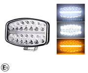 80W LED Лед Фар Халоген с DRL дневни светлини габарит бяло - оранжево неон ефект 24,5см x 13,9см, 4100lm, 12V - 24V, E-Mark Подходящ За DAF MAN Scania Volvo и др.