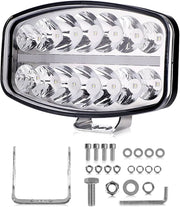 80W LED Лед Фар Халоген с DRL дневни светлини габарит бяло - оранжево неон ефект 24,5см x 13,9см, 4100lm, 12V - 24V, E-Mark Подходящ За DAF MAN Scania Volvo и др.